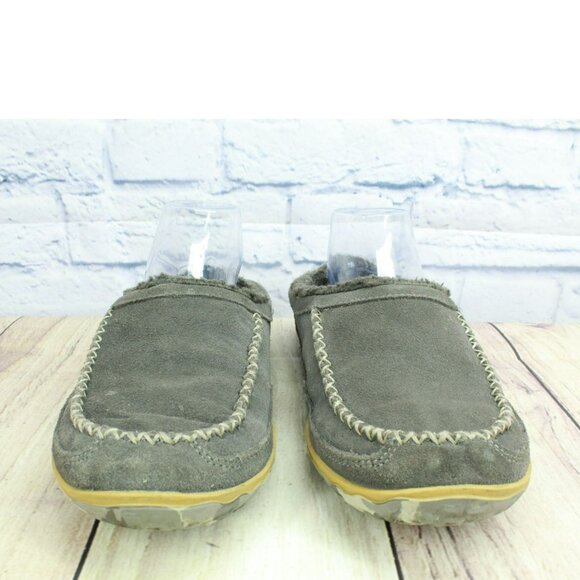 LL Bean Mountain Gray Suede Nonslip Comfort Fleece Lined Slipper Scuffs Size 8 M - Picture 4 of 9